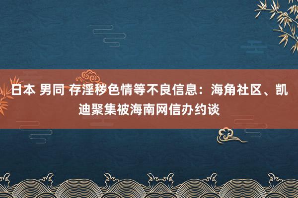 日本 男同 存淫秽色情等不良信息：海角社区、凯迪聚集被海南网信办约谈