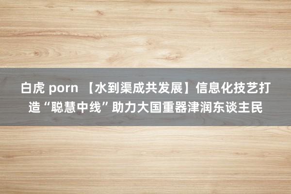 白虎 porn 【水到渠成共发展】信息化技艺打造“聪慧中线”助力大国重器津润东谈主民