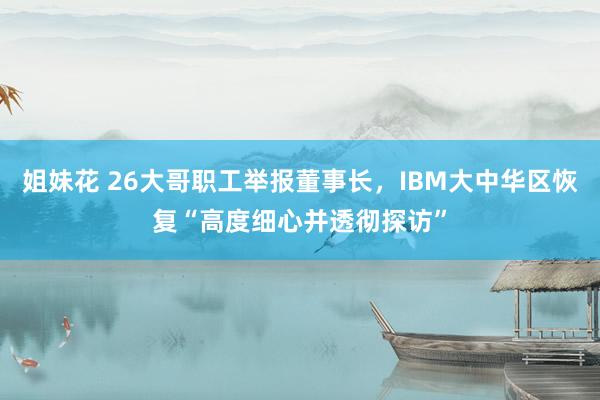 姐妹花 26大哥职工举报董事长，IBM大中华区恢复“高度细心并透彻探访”