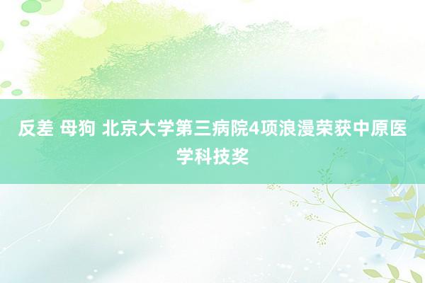 反差 母狗 北京大学第三病院4项浪漫荣获中原医学科技奖